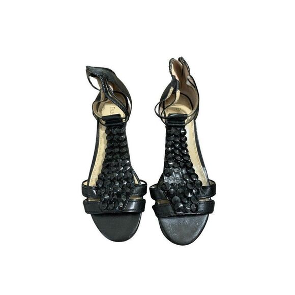 enzo angiolini womens solid black Low wedge stud open toe sandals shoes 7 - Picture 1 of 5